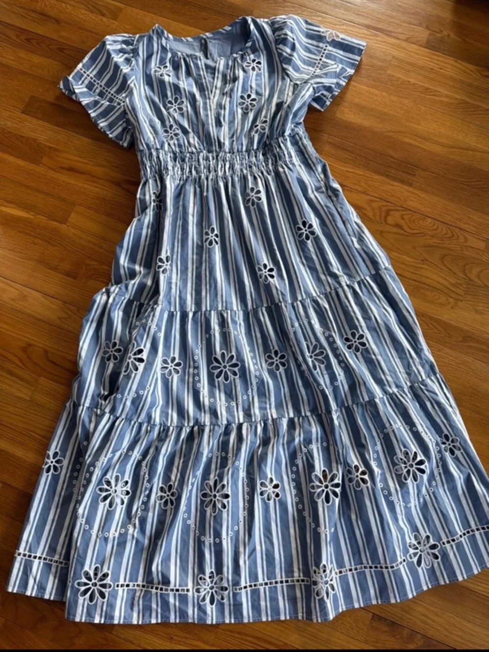 New Amthropologie The Somerset Cotton Embroidered Eyelet Maxi Dress Size XL - Picture 4 of 8